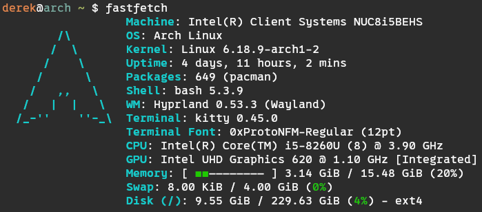 Arch Linux fastfetch Arch Linux fastfetch