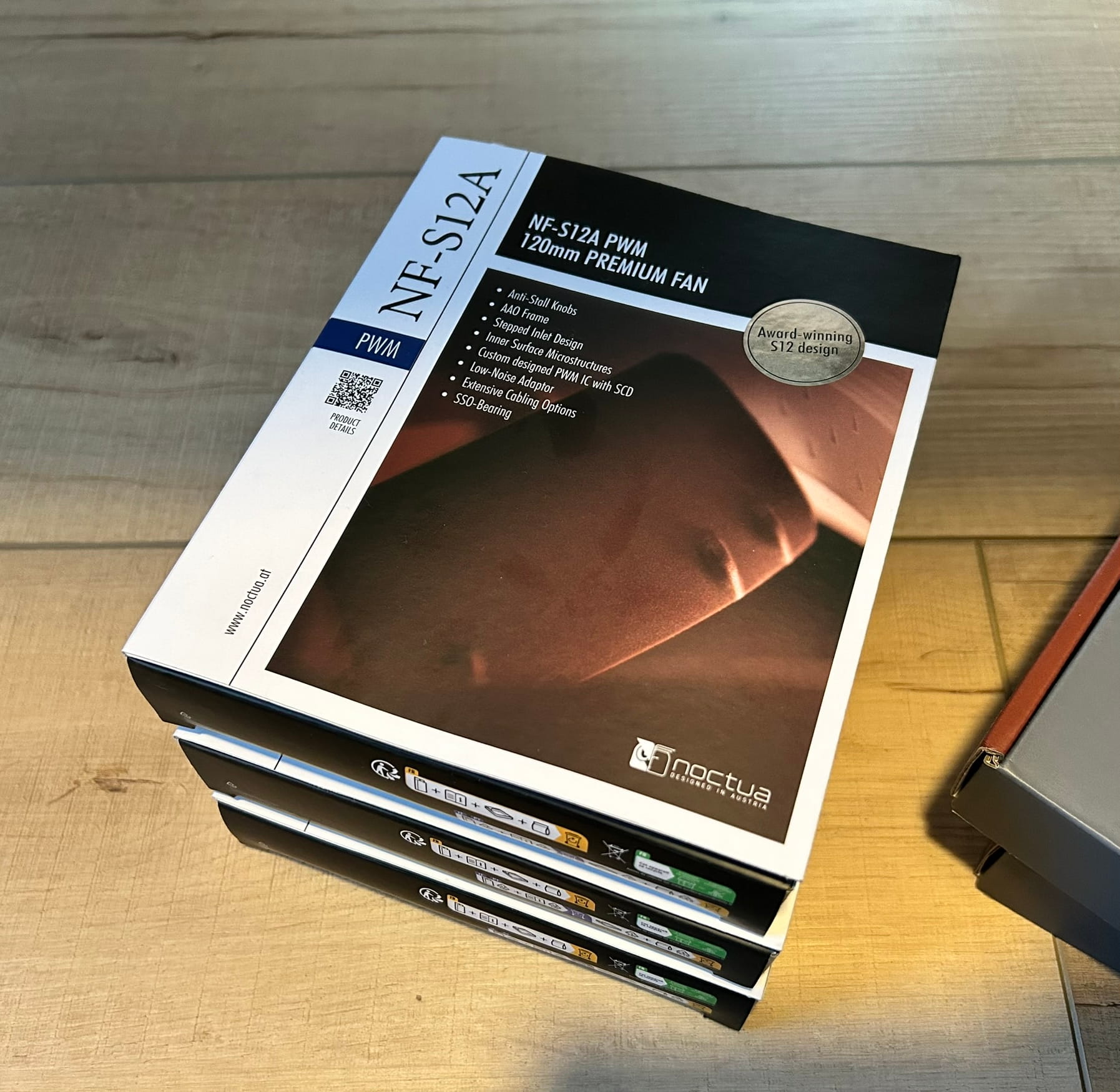 three Noctua NF-S12A